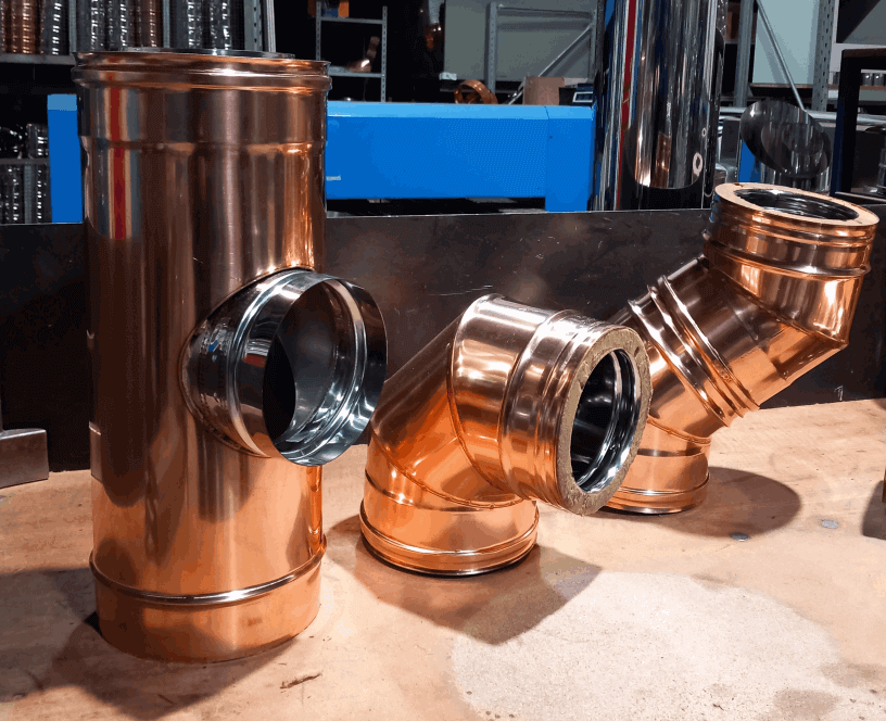 Esempio canne fumarie di rame prodotte artigianalmente