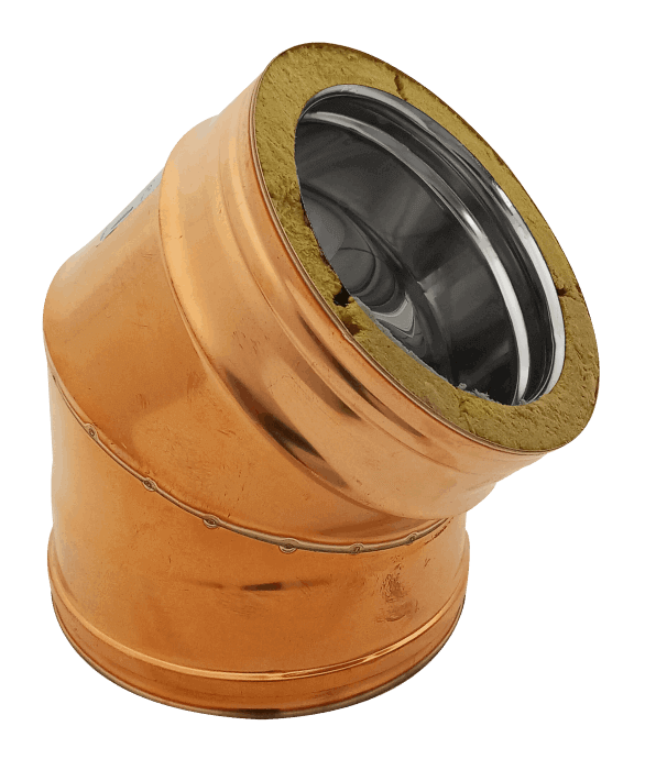 Curva a 45° Rame / Inox AISI 316L doppia parete coibentato lana di roccia