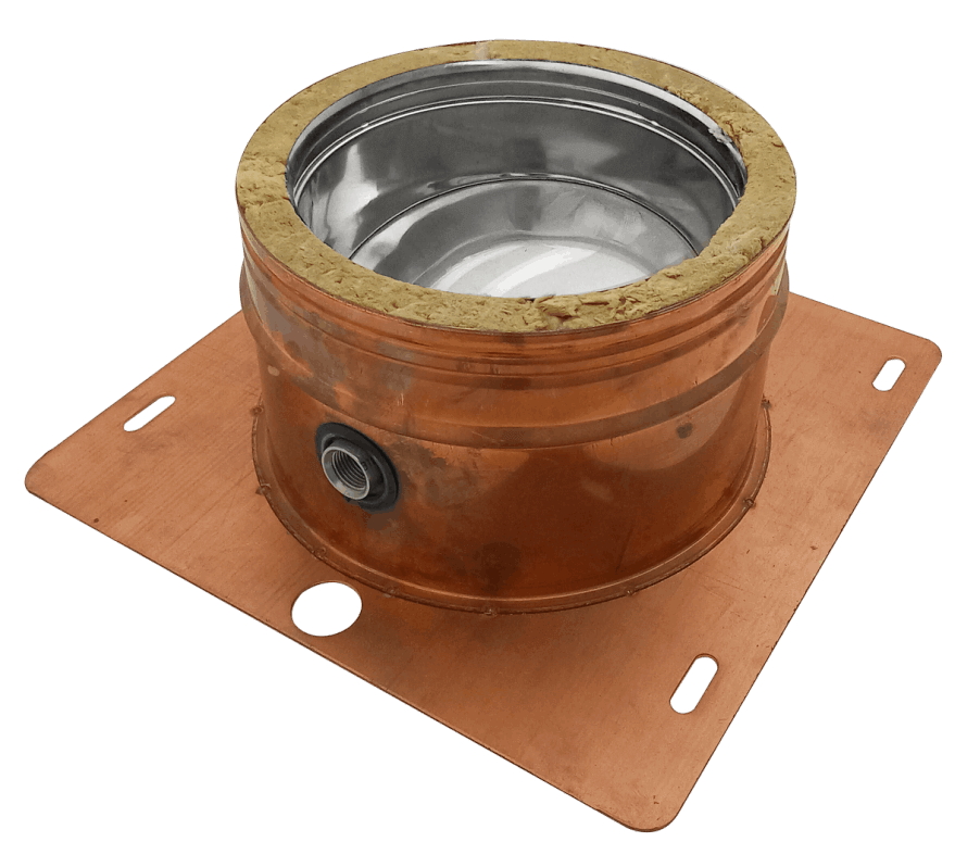 Piastra di Base con scarico Rame / Inox AISI 316L doppia parete coibentato lana di roccia